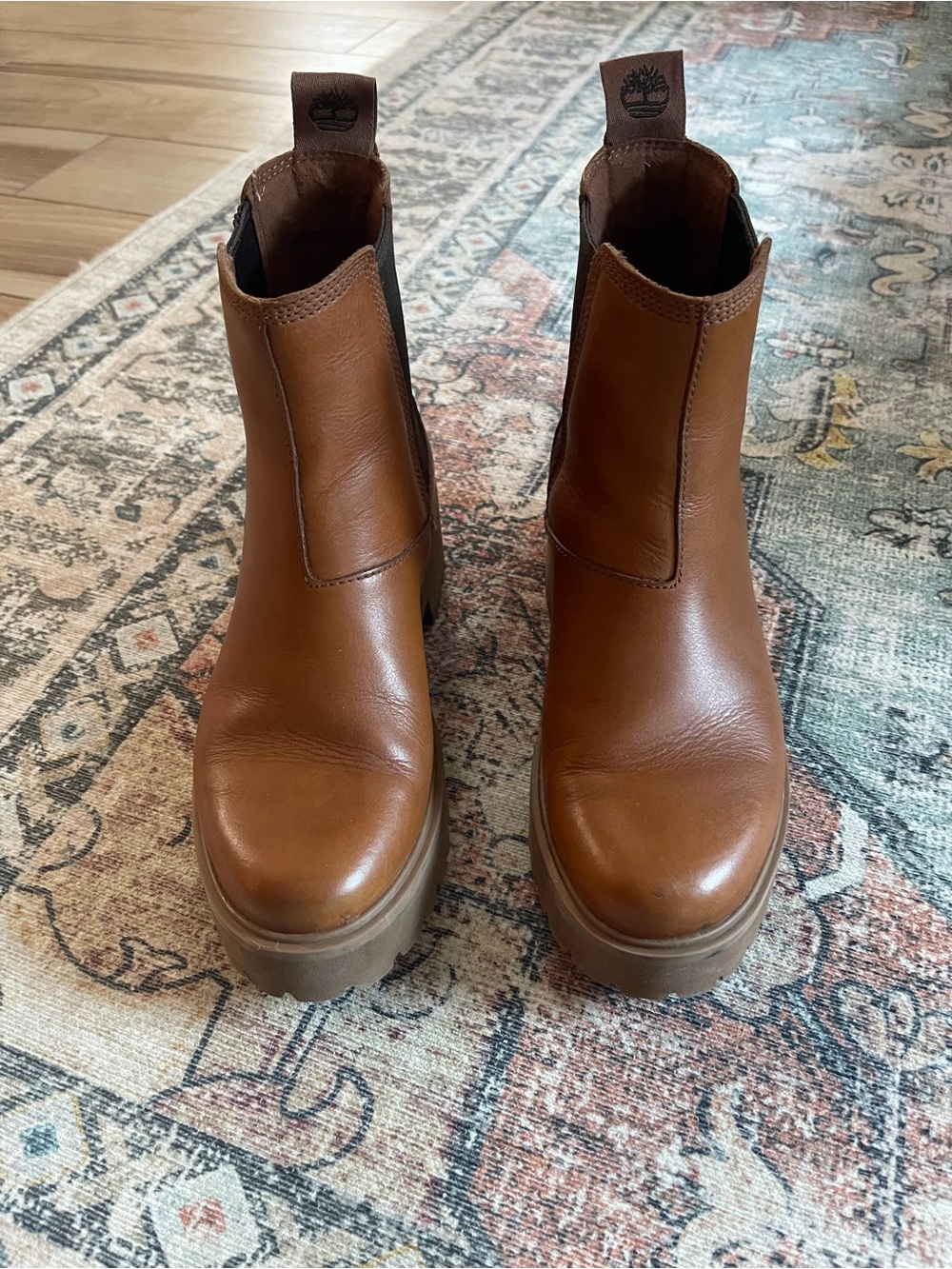 Timberland Chestnut Leather Chelsea Platform Boots